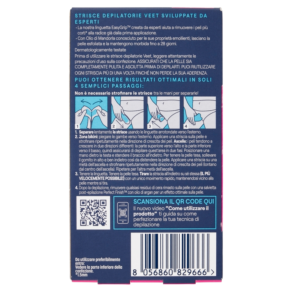Veet Strisce Ascelle e Bikini Expert Pelli Sensibili 16 pezzi